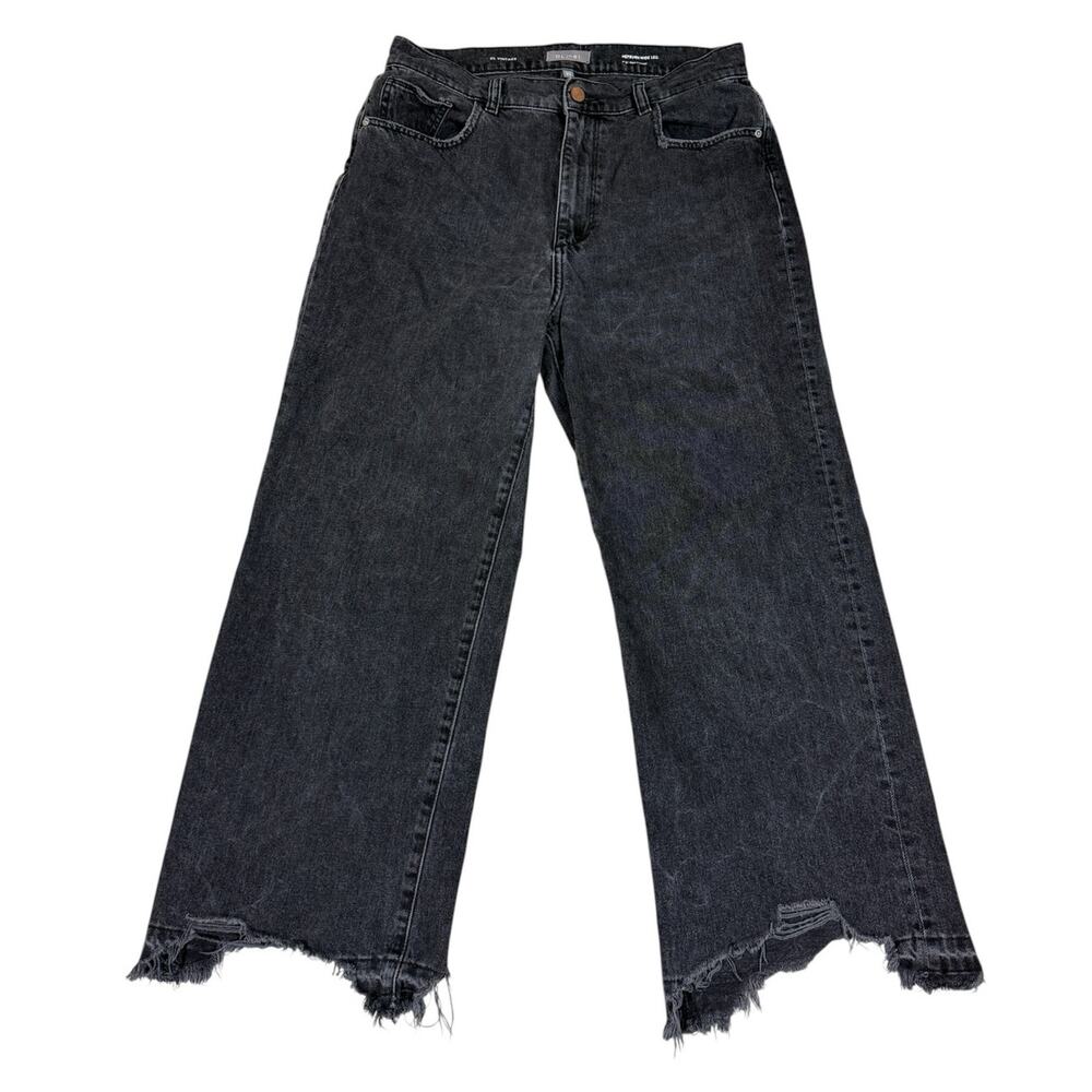 DL1961 Hepburn Wide Leg High Rise Vintage Black Jeans Womens Size 30 Distressed
